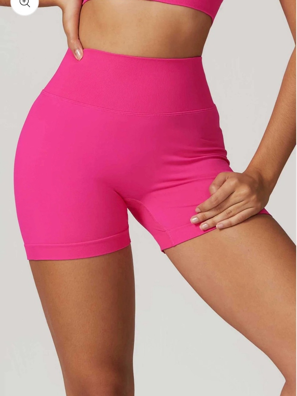 Hot Pink Seamless Scrunch Butt Biker Shorts High Waisted Workout Shorts L NWOT